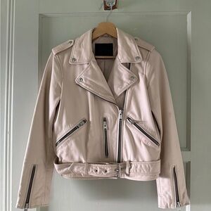 All Saints Light Beige Leather Jacket